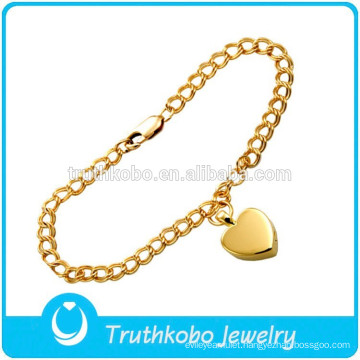 L-B0217 18K Golden High Polsih 316L Stainless Steel Chain Urns Cremation Bracelet Wholesale Cremation Ashes Heart Pendant Charm